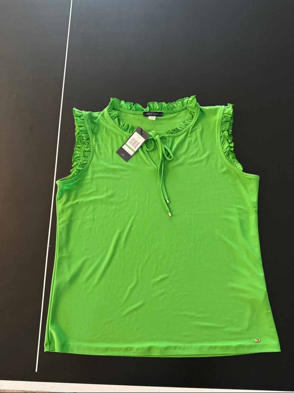 Green Ruffle Tie-Neck Sleeveless Top by Tommy Hilfiger -  Women's